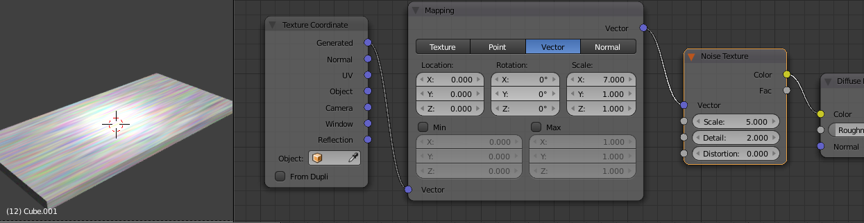 blender procedural wood texture step 2 stretching the grain